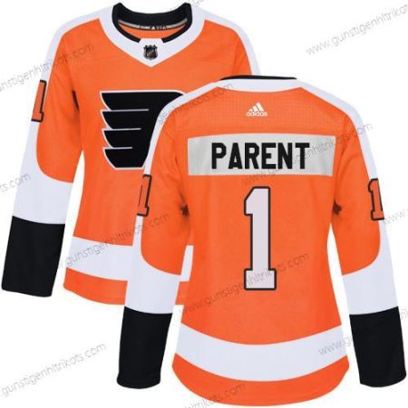 Adidas Frauen Philadelphia Flyers #1 Bernie Parent Heimtrikots Authentisch Strickerei NHL Trikots – Orange