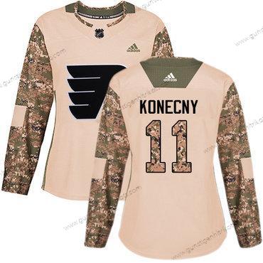 Adidas Frauen Philadelphia Flyers #11 Travis Konecny Authentisch 2017 Veterans Day Strickerei NHL Trikots – Tarnfarbe