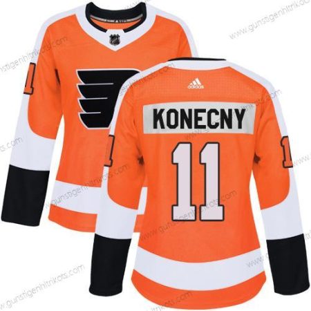 Adidas Frauen Philadelphia Flyers #11 Travis Konecny Heimtrikots Authentisch Strickerei NHL Trikots – Orange