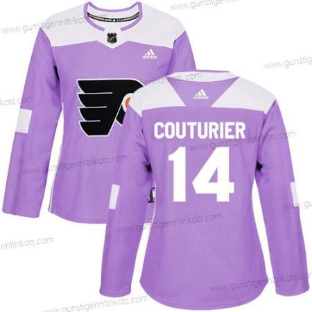 Adidas Frauen Philadelphia Flyers #14 Sean Couturier Authentisch Bekämpft Krebs Strickerei NHL Trikots – Lila