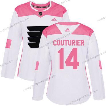 Adidas Frauen Philadelphia Flyers #14 Sean Couturier Authentisch Strickerei NHL Trikots – Weiß Rosa