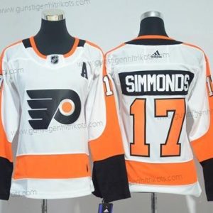 Adidas Frauen Philadelphia Flyers #17 Wayne Simmonds Road Authentisch Strickerei NHL Trikots – Weiß