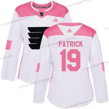 Adidas Frauen Philadelphia Flyers #19 Nolan Patrick Authentisch Strickerei NHL Trikots – Weiß Rosa