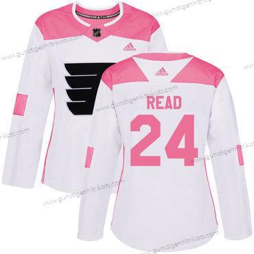 Adidas Frauen Philadelphia Flyers #24 Matt Read Authentisch Strickerei NHL Trikots – Weiß Rosa