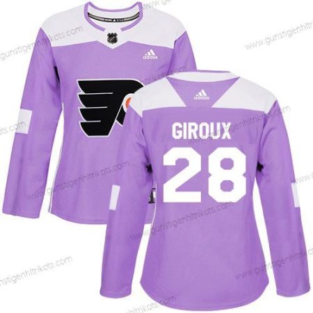 Adidas Frauen Philadelphia Flyers #28 Claude Giroux Authentisch Bekämpft Krebs Strickerei NHL Trikots – Lila