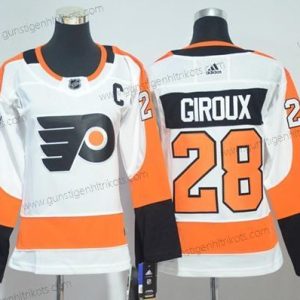 Adidas Frauen Philadelphia Flyers #28 Claude Giroux Road Authentisch Strickerei NHL Trikots – Weiß