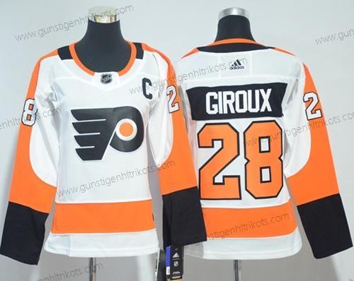 Adidas Frauen Philadelphia Flyers #28 Claude Giroux Road Authentisch Strickerei NHL Trikots – Weiß