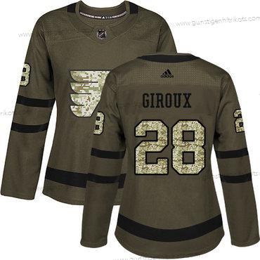 Adidas Frauen Philadelphia Flyers #28 Claude Giroux Salute to Service Strickerei NHL Trikots – Grün