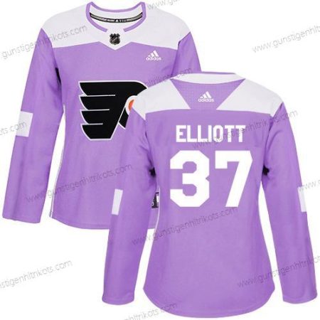 Adidas Frauen Philadelphia Flyers #37 Brian Elliott Authentisch Bekämpft Krebs Strickerei NHL Trikots – Lila