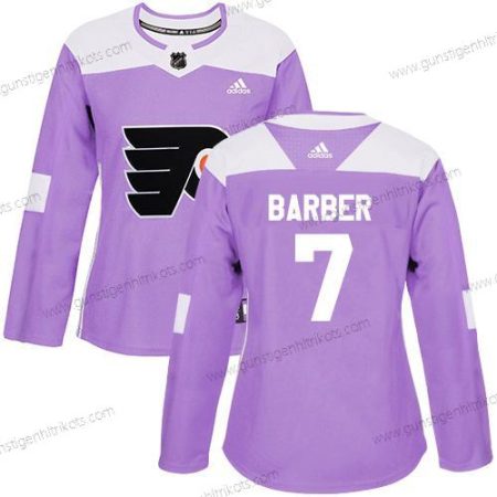 Adidas Frauen Philadelphia Flyers #7 Bill Barber Authentisch Bekämpft Krebs Strickerei NHL Trikots – Lila