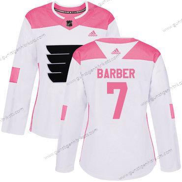 Adidas Frauen Philadelphia Flyers #7 Bill Barber Authentisch Strickerei NHL Trikots – Weiß Rosa