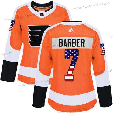 Adidas Frauen Philadelphia Flyers #7 Bill Barber Heimtrikots Authentisch USA Flag Strickerei NHL Trikots – Orange