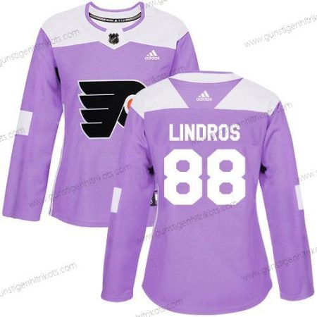 Adidas Frauen Philadelphia Flyers #88 Eric Lindros Authentisch Bekämpft Krebs Strickerei NHL Trikots – Lila