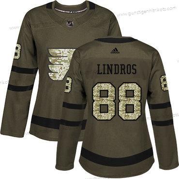 Adidas Frauen Philadelphia Flyers #88 Eric Lindros Salute to Service Strickerei NHL Trikots – Grün