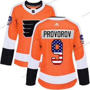 Adidas Frauen Philadelphia Flyers #9 Ivan Provorov Heimtrikots Authentisch USA Flag Strickerei NHL Trikots – Orange