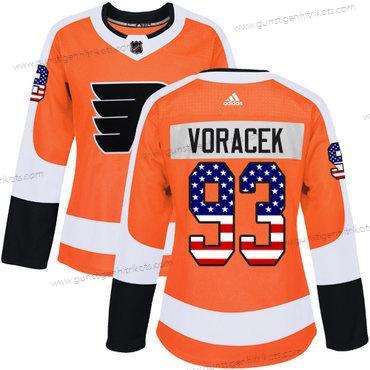 Adidas Frauen Philadelphia Flyers #93 Jakub Voracek Heimtrikots Authentisch USA Flag Strickerei NHL Trikots – Orange