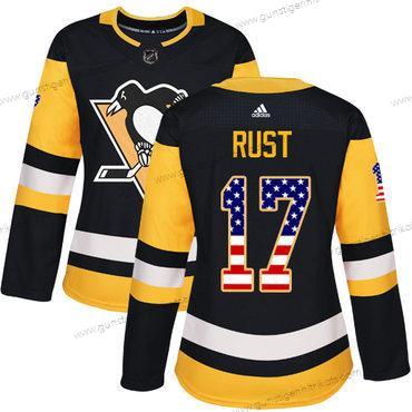 Adidas Frauen Pittsburgh Penguins #17 Bryan Rust Heimtrikots Authentisch USA Flag Strickerei NHL Trikots – Schwarz