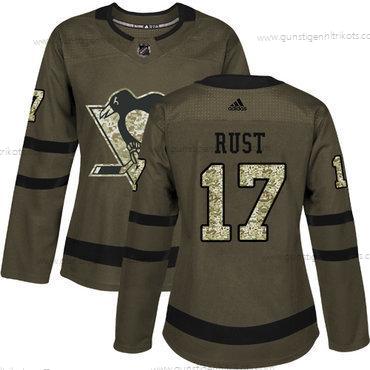 Adidas Frauen Pittsburgh Penguins #17 Bryan Rust Salute to Service Strickerei NHL Trikots – Grün