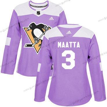 Adidas Frauen Pittsburgh Penguins #3 Olli Maatta Authentisch Bekämpft Krebs Strickerei NHL Trikots – Lila