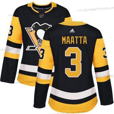 Adidas Frauen Pittsburgh Penguins #3 Olli Maatta Heimtrikots Authentisch Strickerei NHL Trikots – Schwarz