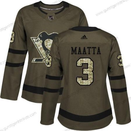 Adidas Frauen Pittsburgh Penguins #3 Olli Maatta Salute to Service Strickerei NHL Trikots – Grün