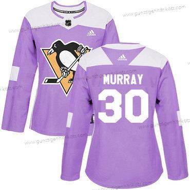 Adidas Frauen Pittsburgh Penguins #30 Matt Murray Authentisch Bekämpft Krebs Strickerei NHL Trikots – Lila