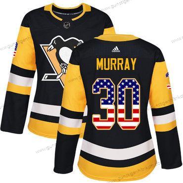 Adidas Frauen Pittsburgh Penguins #30 Matt Murray Heimtrikots Authentisch USA Flag Strickerei NHL Trikots – Schwarz