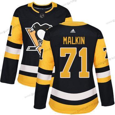 Adidas Frauen Pittsburgh Penguins #71 Evgeni Malkin Heimtrikots Authentisch Strickerei NHL Trikots – Schwarz