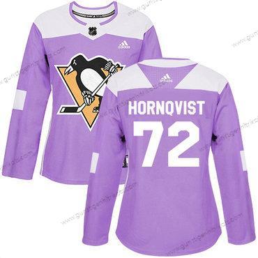 Adidas Frauen Pittsburgh Penguins #72 Patric Hornqvist Authentisch Bekämpft Krebs Strickerei NHL Trikots – Lila