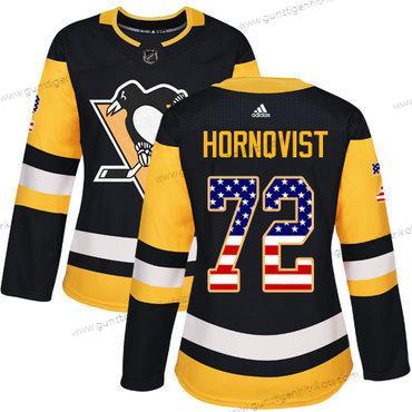 Adidas Frauen Pittsburgh Penguins #72 Patric Hornqvist Heimtrikots Authentisch USA Flag Strickerei NHL Trikots – Schwarz