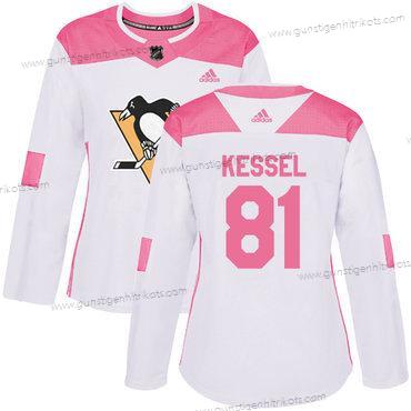 Adidas Frauen Pittsburgh Penguins #81 Phil Kessel Authentisch Strickerei NHL Trikots – Weiß Rosa