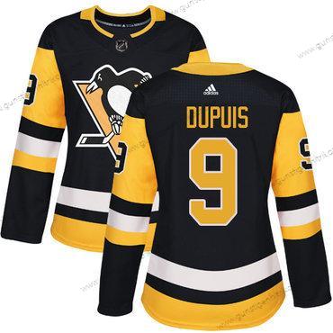 Adidas Frauen Pittsburgh Penguins #9 Pascal Dupuis Heimtrikots Authentisch Strickerei NHL Trikots – Schwarz