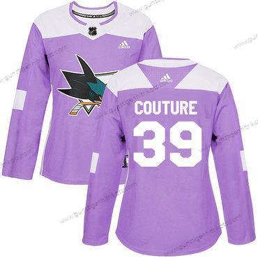 Adidas Frauen San Jose Sharks #39 Logan Couture Authentisch Bekämpft Krebs Strickerei NHL Trikots – Lila