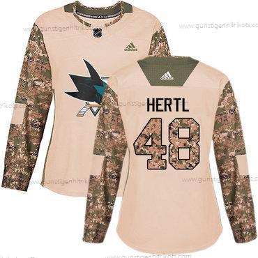 Adidas Frauen San Jose Sharks #48 Tomas Hertl Authentisch 2017 Veterans Day Strickerei NHL Trikots – Tarnfarbe