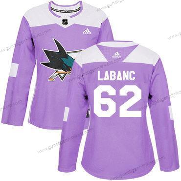 Adidas Frauen San Jose Sharks #62 Kevin Labanc Authentisch Bekämpft Krebs Strickerei NHL Trikots – Lila