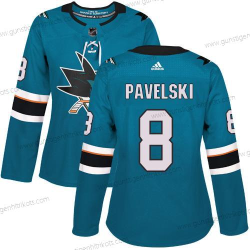 Adidas Frauen San Jose Sharks #8 Joe Pavelski Heimtrikots Authentisch Strickerei NHL Trikots – Blaugrün