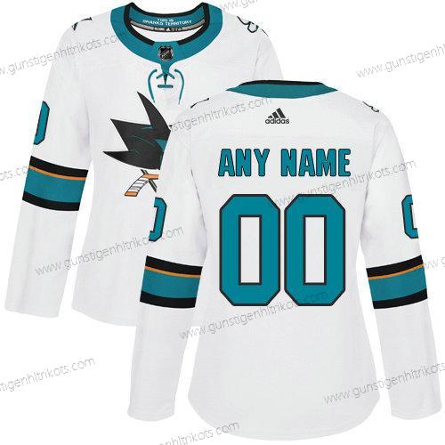 Adidas Frauen San Jose Sharks Personalisiertes NHL Authentisch Trikots – Weiß