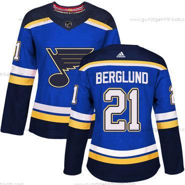 Adidas Frauen St. Louis Blues #21 Patrik Berglund Heimtrikots Authentisch Strickerei NHL Trikots – Blau