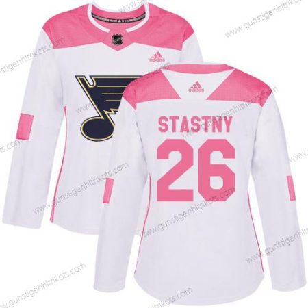 Adidas Frauen St. Louis Blues #26 Paul Stastny Authentisch Strickerei NHL Trikots – Weiß Rosa