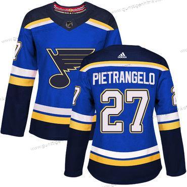 Adidas Frauen St. Louis Blues #27 Alex Pietrangelo Heimtrikots Authentisch Strickerei NHL Trikots – Blau