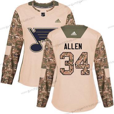 Adidas Frauen St. Louis Blues #34 Jake Allen Authentisch 2017 Veterans Day Strickerei NHL Trikots – Tarnfarbe