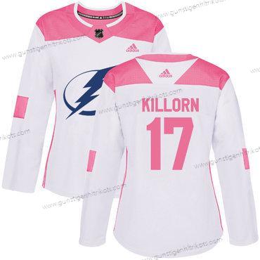 Adidas Frauen Tampa Bay Lightning #17 Alex Killorn Authentisch Strickerei NHL Trikots – Weiß Rosa