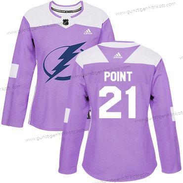 Adidas Frauen Tampa Bay Lightning #21 Brayden Point Authentisch Bekämpft Krebs Strickerei NHL Trikots – Lila