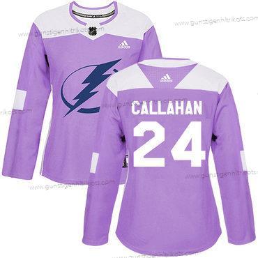 Adidas Frauen Tampa Bay Lightning #24 Ryan Callahan Authentisch Bekämpft Krebs Strickerei NHL Trikots – Lila