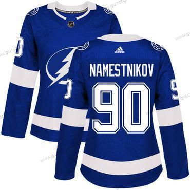 Adidas Frauen Tampa Bay Lightning #90 Vladislav Namestnikov Heimtrikots Authentisch Strickerei NHL Trikots – Blau