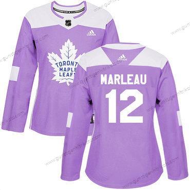 Adidas Frauen Toronto Maple Leafs #12 Patrick Marleau Authentisch Bekämpft Krebs Strickerei NHL Trikots – Lila