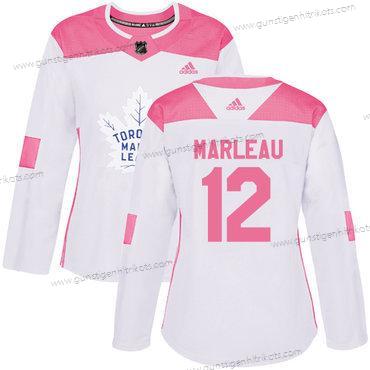 Adidas Frauen Toronto Maple Leafs #12 Patrick Marleau Authentisch Strickerei NHL Trikots – Weiß Rosa