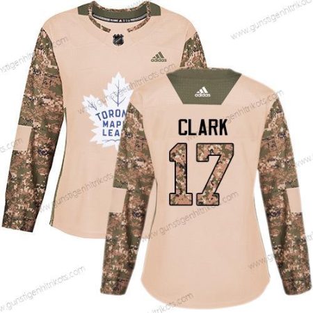 Adidas Frauen Toronto Maple Leafs #17 Wendel Clark Authentisch 2017 Veterans Day Strickerei NHL Trikots – Tarnfarbe