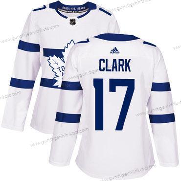 Adidas Frauen Toronto Maple Leafs #17 Wendel Clark Authentisch 2018 Stadium Series Strickerei NHL Trikots – Weiß