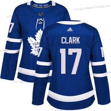 Adidas Frauen Toronto Maple Leafs #17 Wendel Clark Heimtrikots Authentisch Strickerei NHL Trikots – Blau